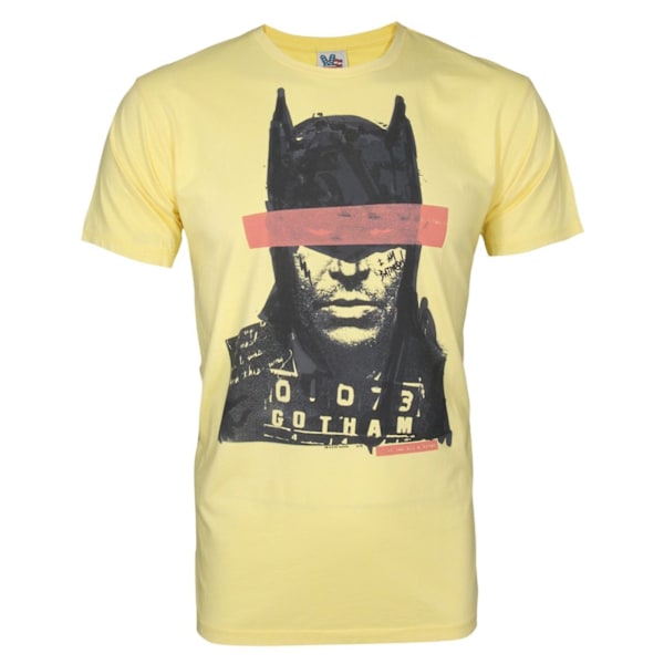 Junk Food Batman Mugshot T-shirt för män, S, gul/svart Yellow/Black S