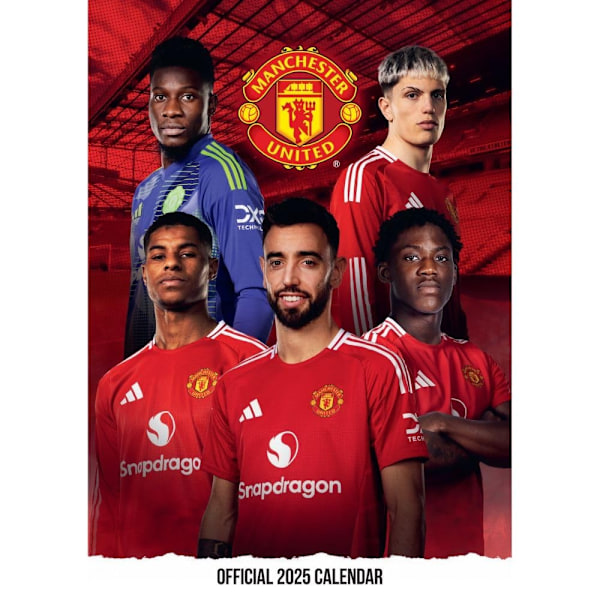 Manchester United FC Väggkalender 2025 A3 Storlek Röd/Vit/Gul Red/White/Yellow One Size