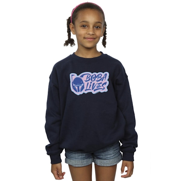 Star Wars Girls The Book Of Boba Fett Lives Pocket Sweatshirt 1 Navy Blue 12-13 Years