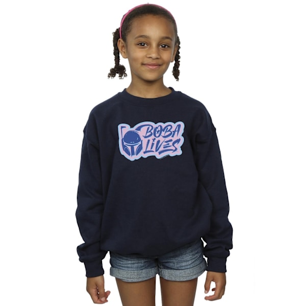 Star Wars Girls The Book Of Boba Fett Lives Pocket Sweatshirt 9 Navy Blue 9-11 Years