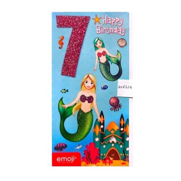 Emoji sjöjungfru 7:e födelsedag hälsningskort En one size flerfärgad Multicoloured One Size