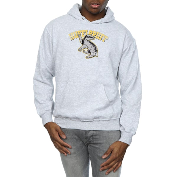 Harry Potter Herr Hufflepuff Sport Emblem Hoodie S Sports Grey Sports Grey S
