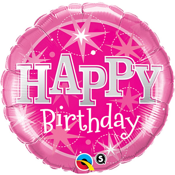 Qualatex 36 tums rund Grattis på födelsedagen Rosa/Blå Sparkle Foil Ba Pink One Size