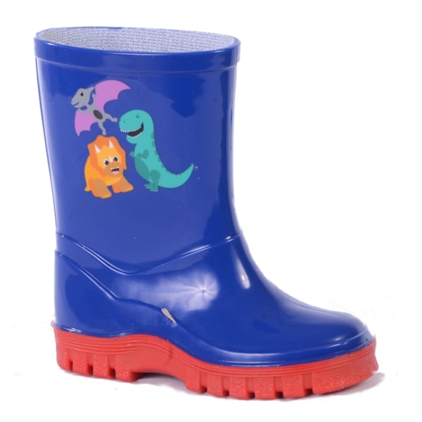 StormWells Pojkar Dinosaurie Wellington Stövlar 10 UK Barn Marinblå Navy 10 UK Child