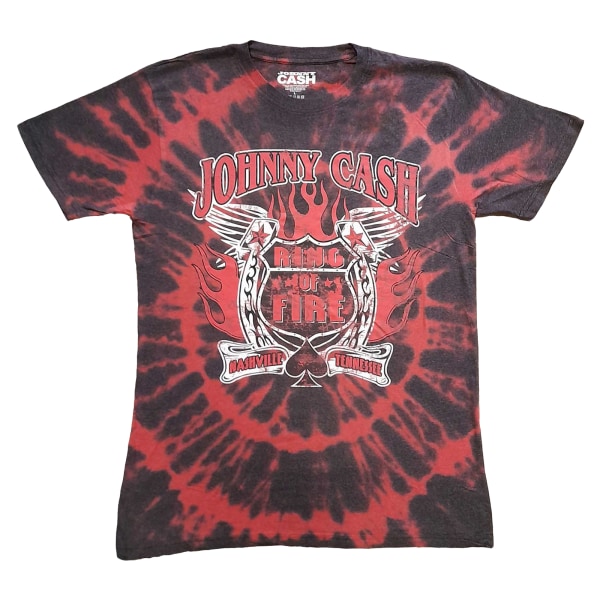 Johnny Cash Unisex Vuxen Ring Of Fire Tie Dye T-Shirt S Röd Red S