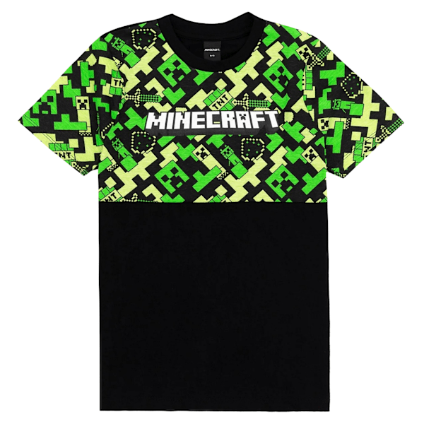 Minecraft Barn/Barn Creeper Kort Pyjamasset 9-10 År Sv Black/Green 9-10 Years