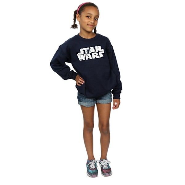 Star Wars Jultröja med logotyp för flickor, 7-8 år, marinblå Navy Blue 7-8 Years