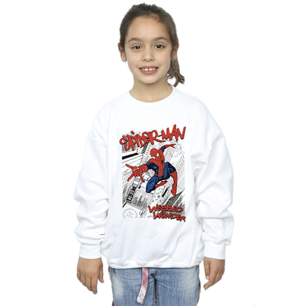 Marvel Girls Spider-Man Sketch City Sweatshirt 3-4 år Vit White 3-4 Years