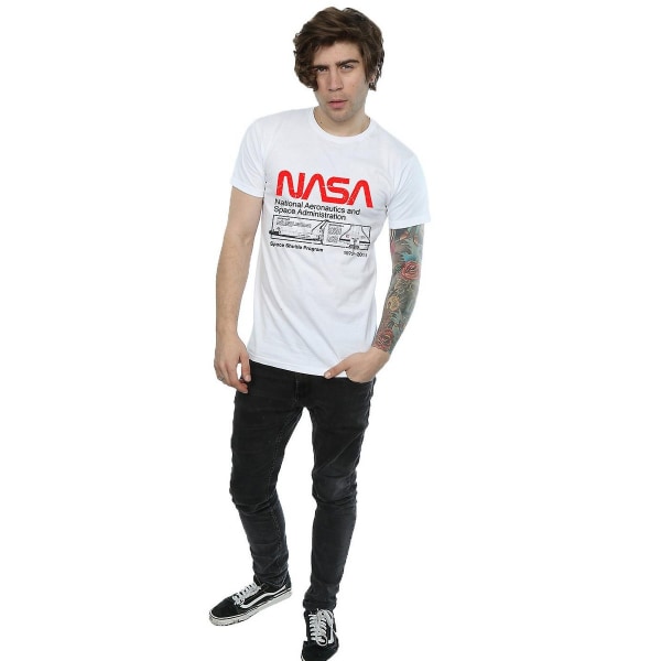 NASA Mens rymdfärja bomull T-shirt S Vit White S