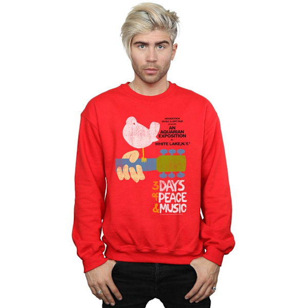 Woodstock Mens Festival Poster Sweatshirt L Röd Red L