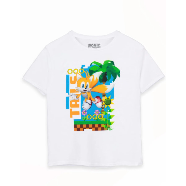 Sonic The Hedgehog kortärmad T-shirt för barn/barn Tails 1 White 11-12 Years