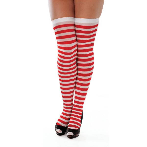 Bristol Novelty Unisex Adults Striped Stockings (Pair) One Size Red/White One Size