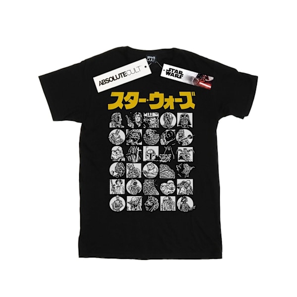 Star Wars flickor japanska karaktär miniatyrbild bomull T-shirt 5-6 Black 5-6 Years