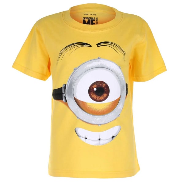 Minions Boys Stuart Face T-Shirt XL Gul Yellow XL