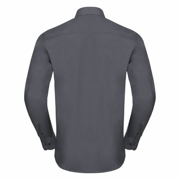 Russell Collection Herr Långärmad Poly-Cotton Easy Care Skräddarsydd Poplin Convoy Grey M
