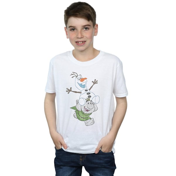 Disney Boys Frozen Olaf And Troll T-Shirt 9-11 År Vit White 9-11 Years