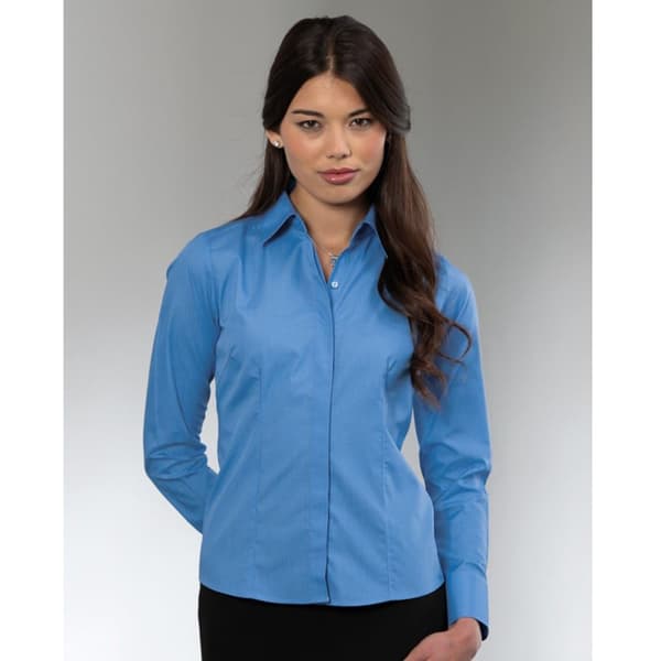 Russell Collection Dam/Kvinnors Långärmad Poly-Bomull Easy C Corporate Blue S