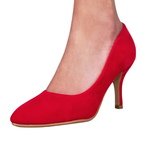 Where's That From Dam/Damer Mocka Spetsiga Mellanhöga Klackskor Red 7 UK