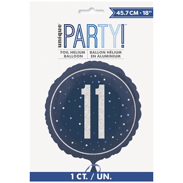 Unique Party Prismatic 11-årsdag Folieballong En Storlek Blå Blue One Size