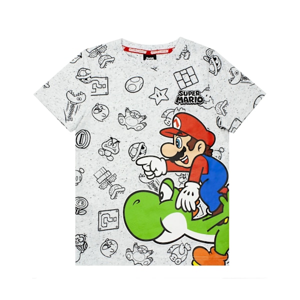 Super Mario Boys Yoshi Marl T-shirt 7-8 år Grå Grey 7-8 Years