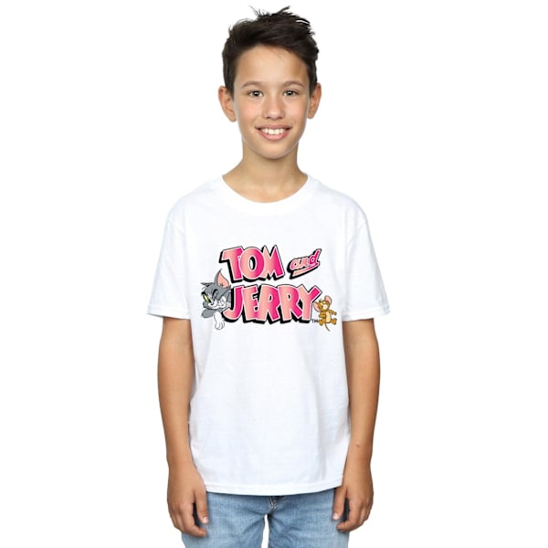 Tom And Jerry Boys Gradient Logo T-Shirt 3-4 År Vit White 3-4 Years