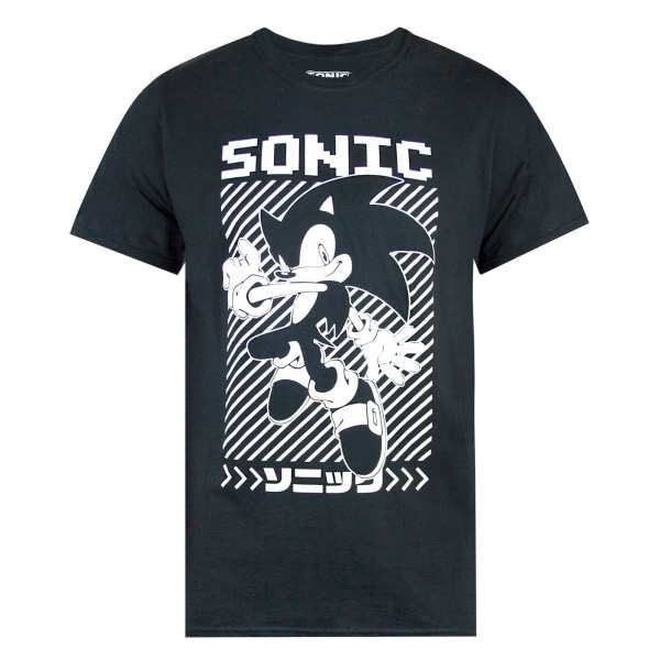 Sonic The Hedgehog Herr japansk affisch T-shirt S Svart Black S