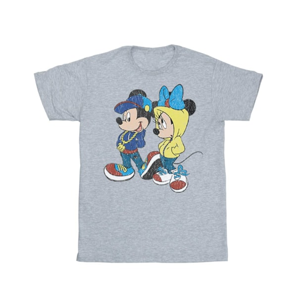 Disney Girls Mickey och Minnie Mouse Pose Bomull T-shirt 3-4 år Sports Grey 3-4 Years