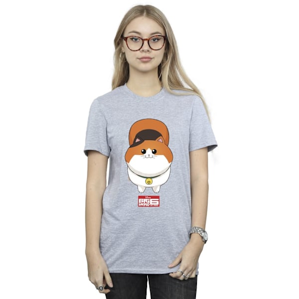 Disney Dam/Kvinnor Big Hero 6 Baymax Kitten Face Bomull Pojkvän T-Shirt Sports Grey XL