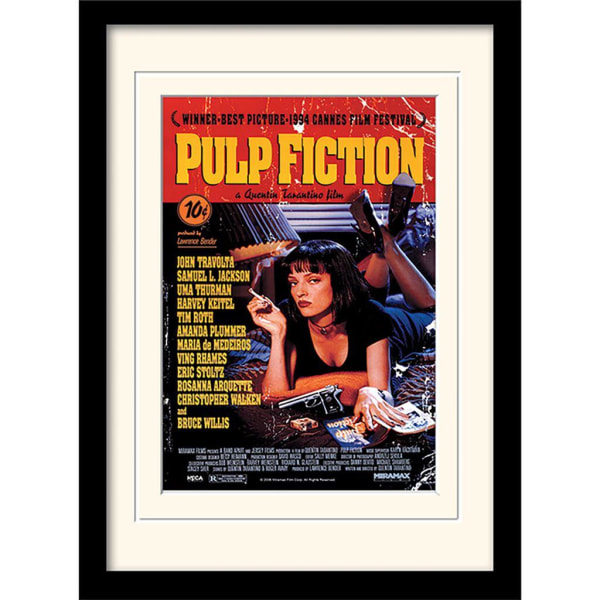 Pulp Fiction Uma On Bed Inramat print 40cm x 30cm Röd/Svart/ Red/Black/Yellow 40cm x 30cm