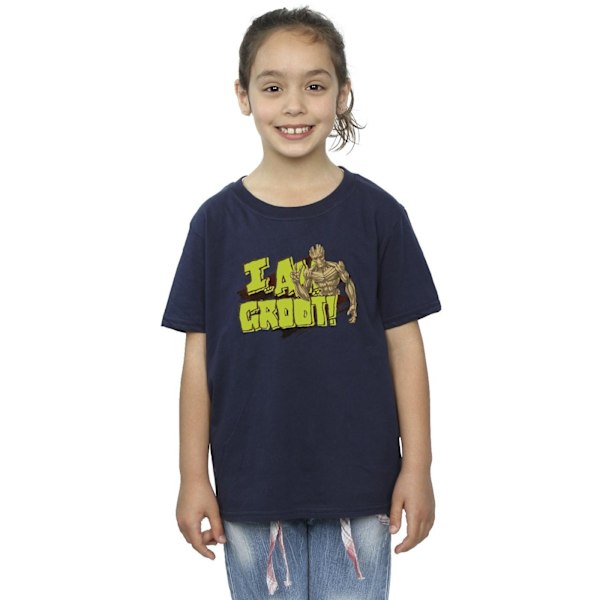 Guardians Of The Galaxy Girls I Am Groot Bomull T-shirt 12-13 år Navy Blue 12-13 Years