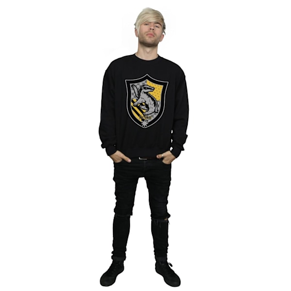 Harry Potter Herr Hufflepuff Crest Flat Sweatshirt M Svart Black M