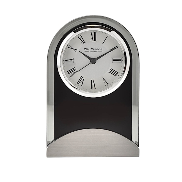 Wm.Widdop Svart Glaspanel Aluminiumbas Mantel Klocka En Storlek Black One Size