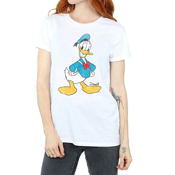 Disney Dam/Damer Klassisk Donald Duck Bomull Boyfriend T-shirt White XL