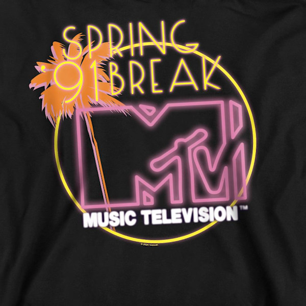 MTV Unisex Vuxen Spring Break ´91 Neon Sign Sweatshirt XL Svart Black XL