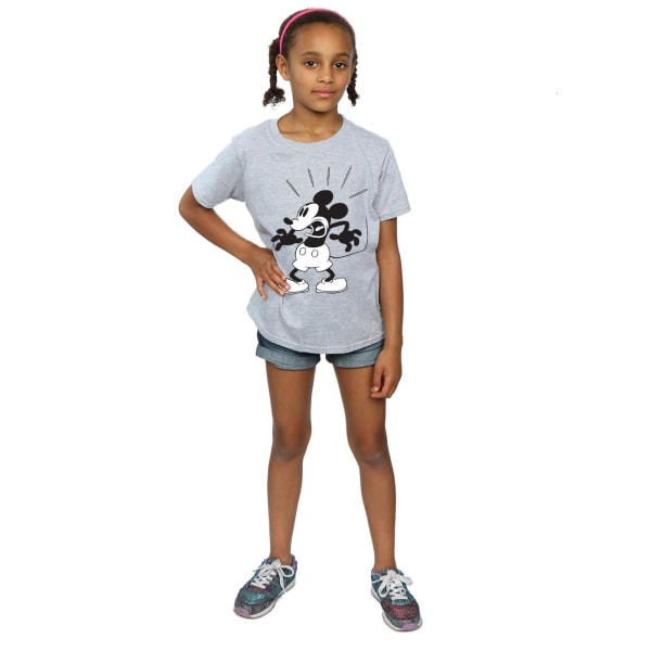 Disney Girls Mickey Mouse Scared Bomull T-shirt 7-8 År Sport Sports Grey 7-8 Years