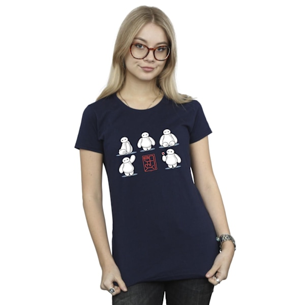 Disney Dam/Kvinnor Big Hero 6 Baymax Många Poser Bomull T-Shir Navy Blue L
