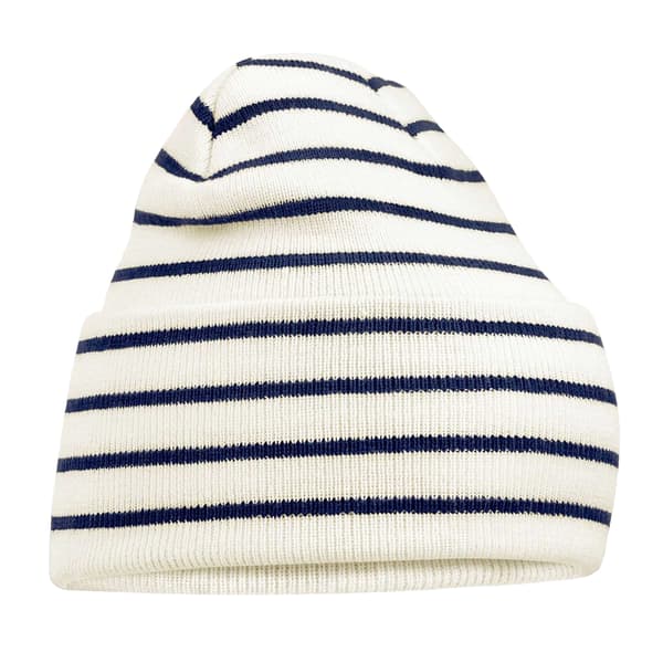 Beechfield Original Stripe Deep Cuffed Beanie One Size Soft Whi Soft White/French Navy One Size