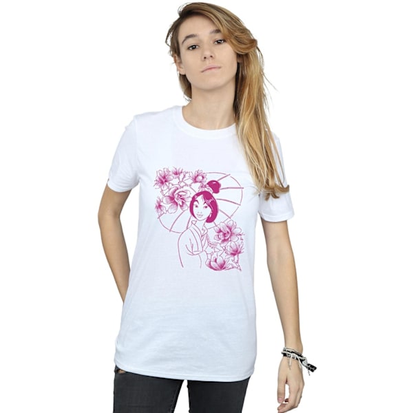 Disney Dam/Kvinnor Mulan Mono Magnolia Bomull Boyfriend T-Shi White M