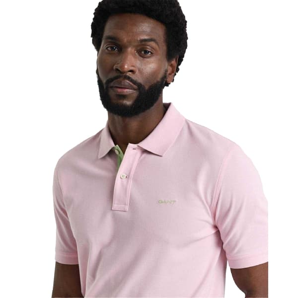 Gant Pikétröja för män med kontrast S Rosa Pink S