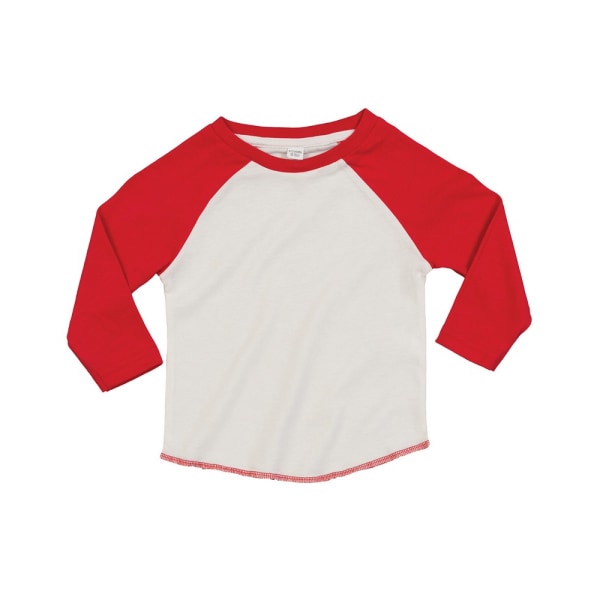 Babybugz Baby Baseball långärmad T-shirt 6-12 månader Varm Re Warm Red/Washed White 6-12 Months