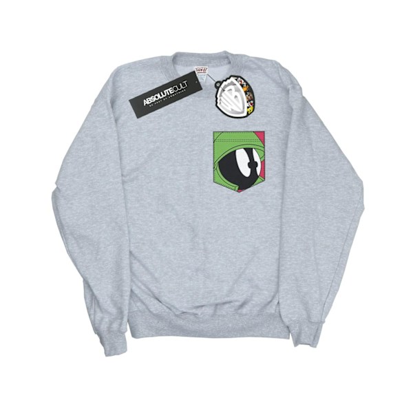 Looney Tunes Boys Marvin The Martian Face Faux Pocket Sweatshirt Sports Grey 12-13 Years