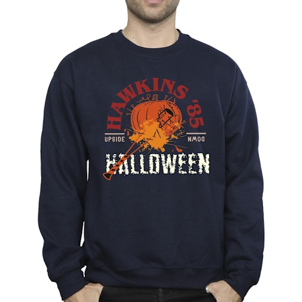 Netflix Herr Stranger Things Hawkins Halloween Sweatshirt XXL N Navy Blue XXL