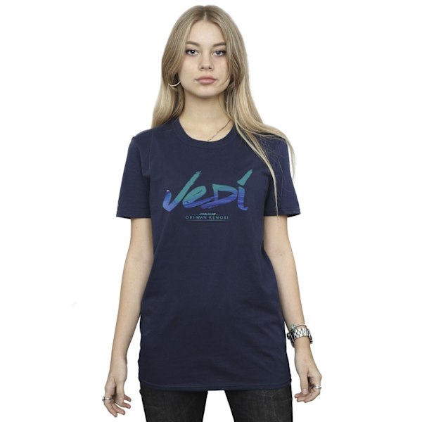 Star Wars Dam/Damer Obi-Wan Kenobi Jedi Målad Font Bomull Navy Blue L
