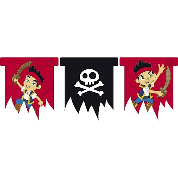 Jake och piraterna i landet Ingenstans flaggvimpel, en storlek, röd/svart Red/Black One Size