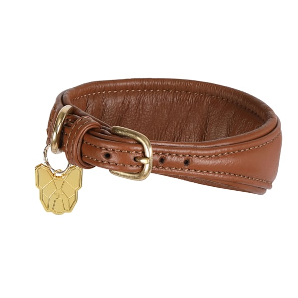 Digby & Fox Läder Vadderat Vinthund Hundhalsband XS - Halsomfång: Tan XS - Neckline: 21cm-24cm