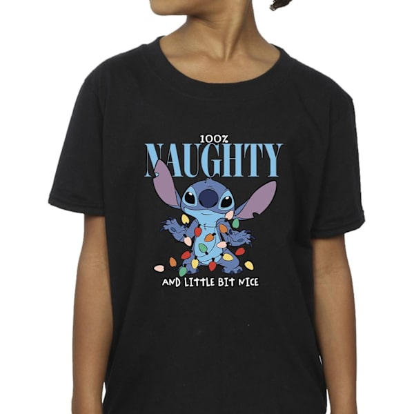 Disney Girls Lilo & Stitch Naughty & Nice Bomull T-shirt 3-4 år Black 3-4 Years