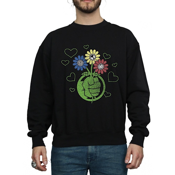 Marvel Herr Hulk Flower Fist Sweatshirt L Svart Black L