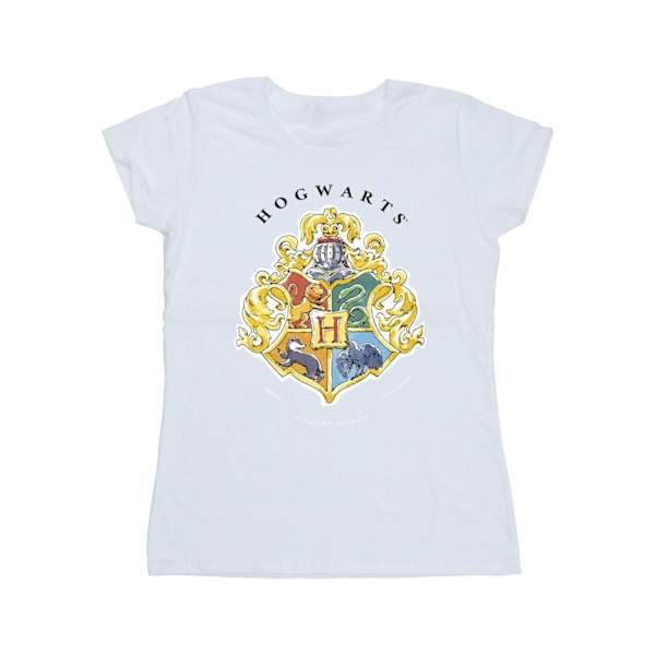 Harry Potter Dam/Kvinnor Hogwarts Skolemblemet Bomull T-Shir White XXL