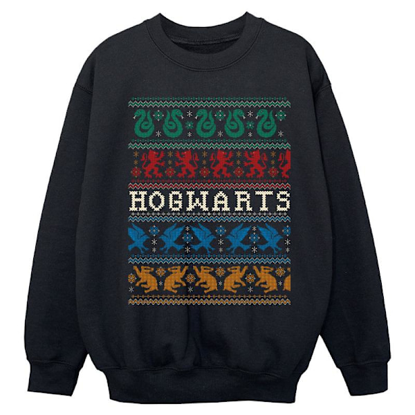 Harry Potter Pojkar Jul Fair Isle Hus Sweatshirt 3-4 År Black 3-4 Years