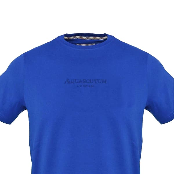 Aquascutum T-shirt med textlogotyp för män M Sky Sky M